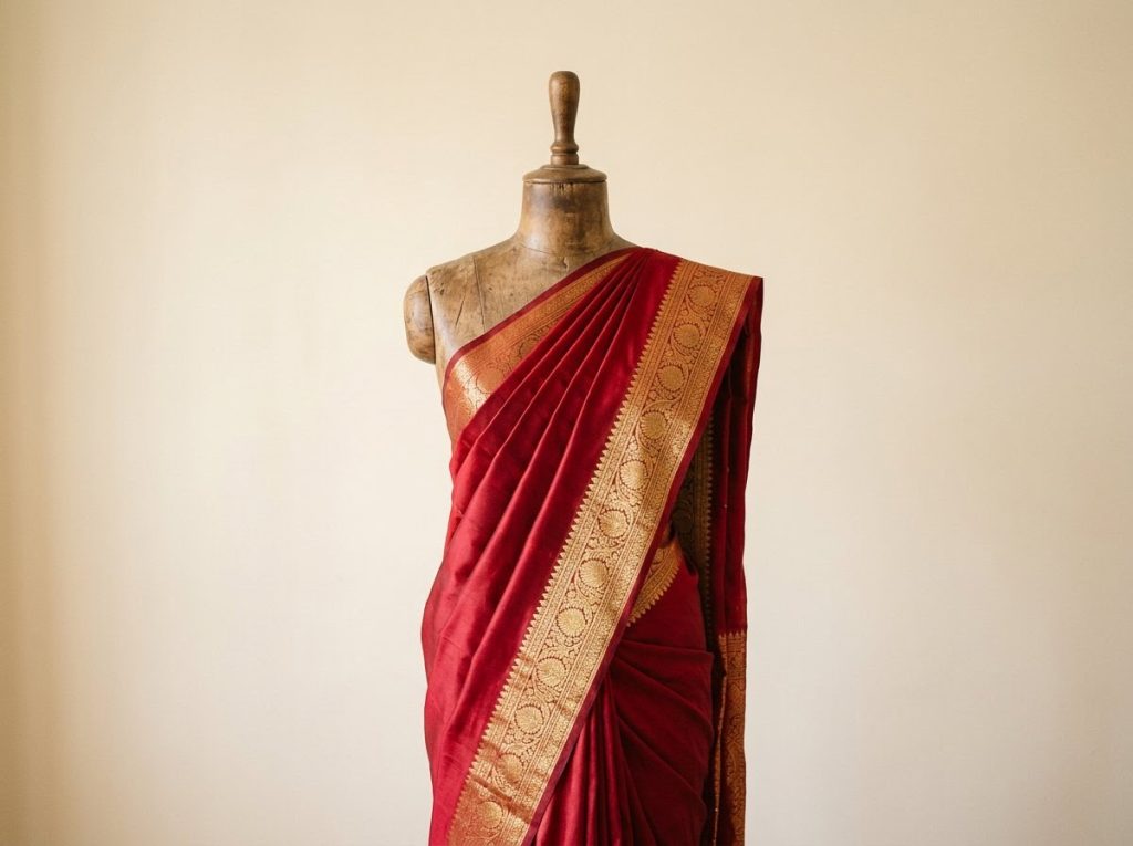Kanjeevaram Silk Saree - Ruby Red